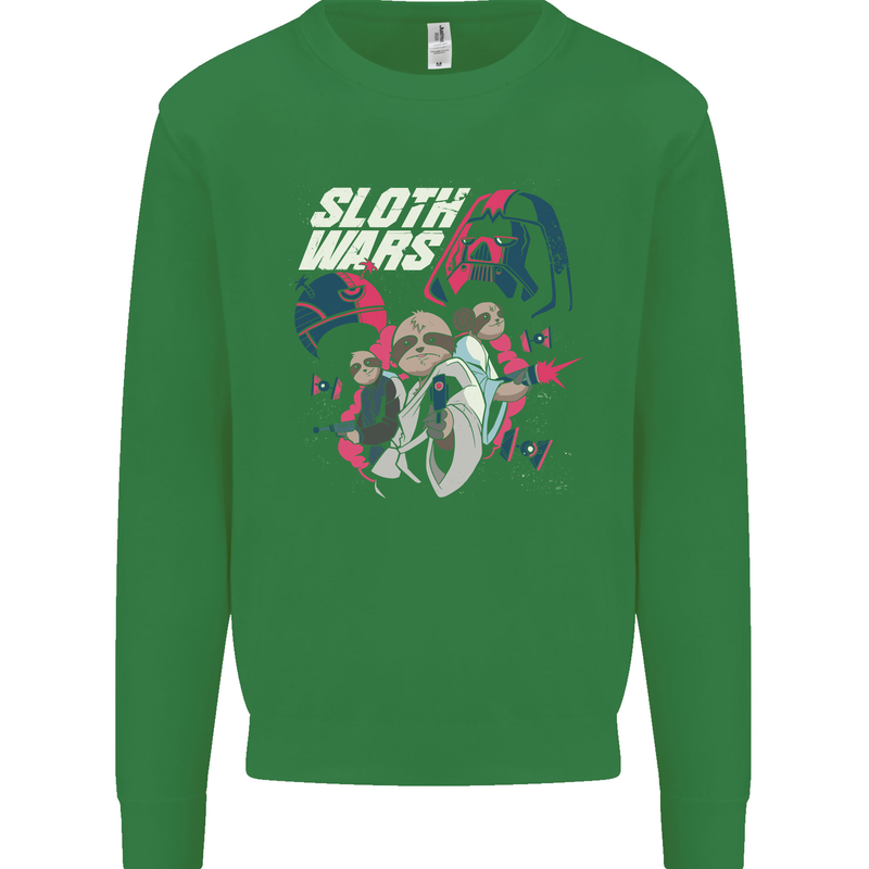 Sloth Wars Funny TV & Movie Parody Mens Sweatshirt Jumper Irish Green