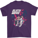 Sloth Wars Funny TV & Movie Parody Mens T-Shirt Cotton Gildan Purple