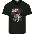 Sloth Wars Funny TV & Movie Parody Mens V-Neck Cotton T-Shirt Black