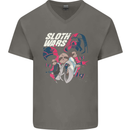 Sloth Wars Funny TV & Movie Parody Mens V-Neck Cotton T-Shirt Charcoal