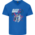 Sloth Wars Funny TV & Movie Parody Mens V-Neck Cotton T-Shirt Royal Blue
