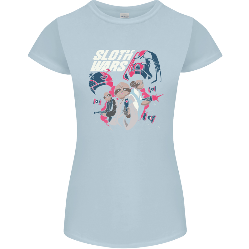 Sloth Wars Funny TV & Movie Parody Womens Petite Cut T-Shirt Light Blue