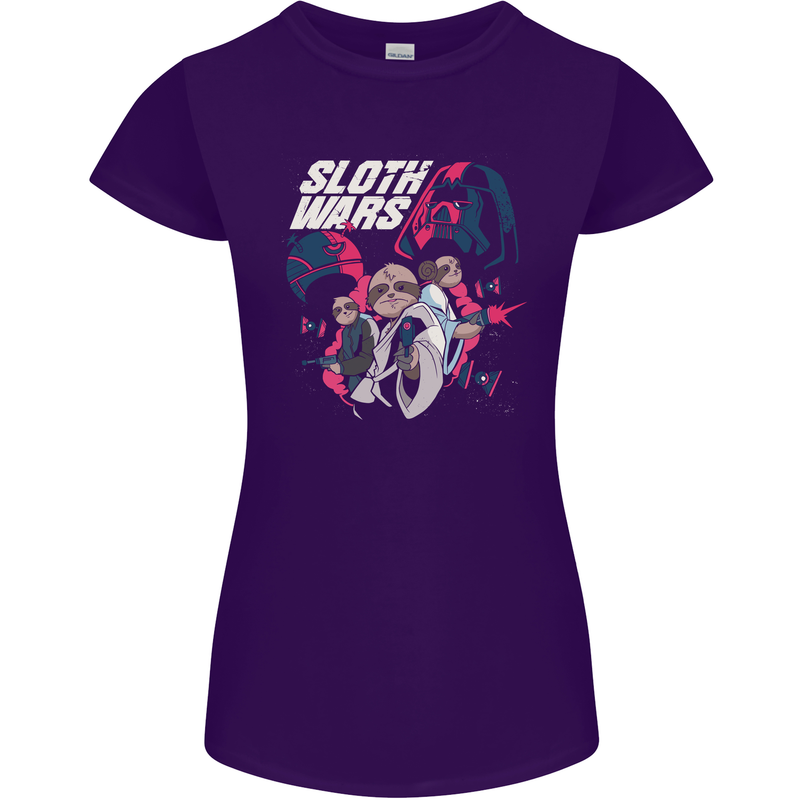 Sloth Wars Funny TV & Movie Parody Womens Petite Cut T-Shirt Purple