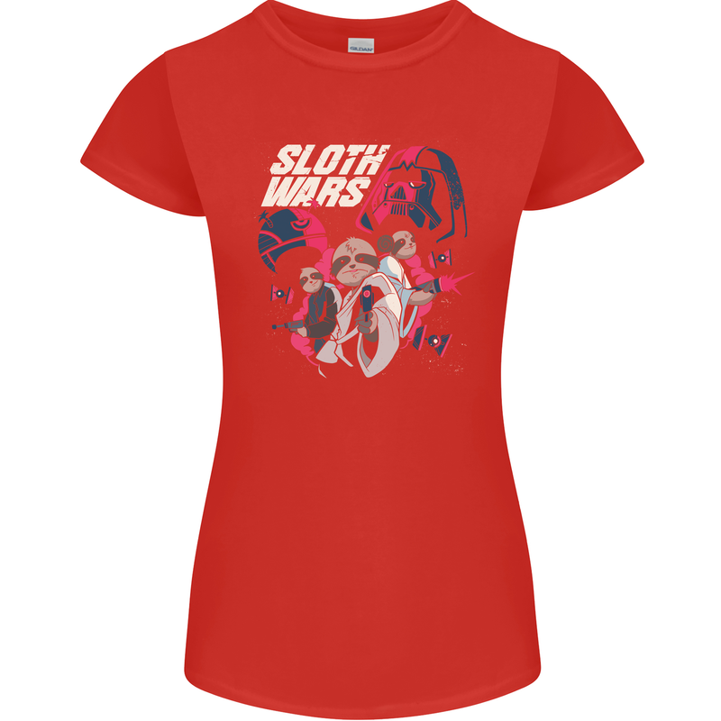 Sloth Wars Funny TV & Movie Parody Womens Petite Cut T-Shirt Red