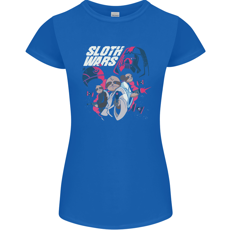 Sloth Wars Funny TV & Movie Parody Womens Petite Cut T-Shirt Royal Blue