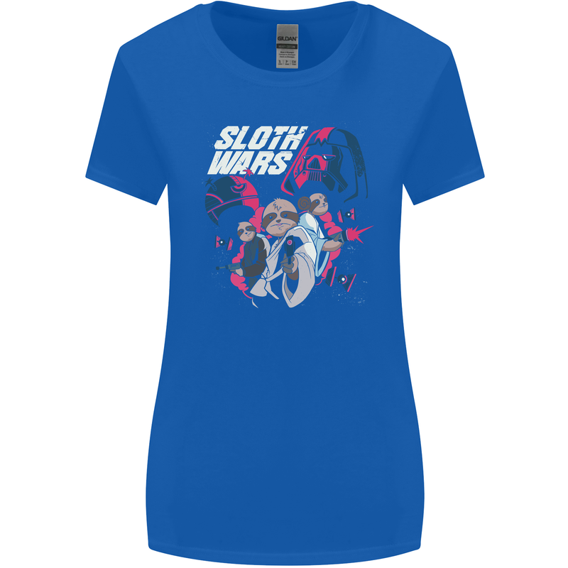 Sloth Wars Funny TV & Movie Parody Womens Wider Cut T-Shirt Royal Blue