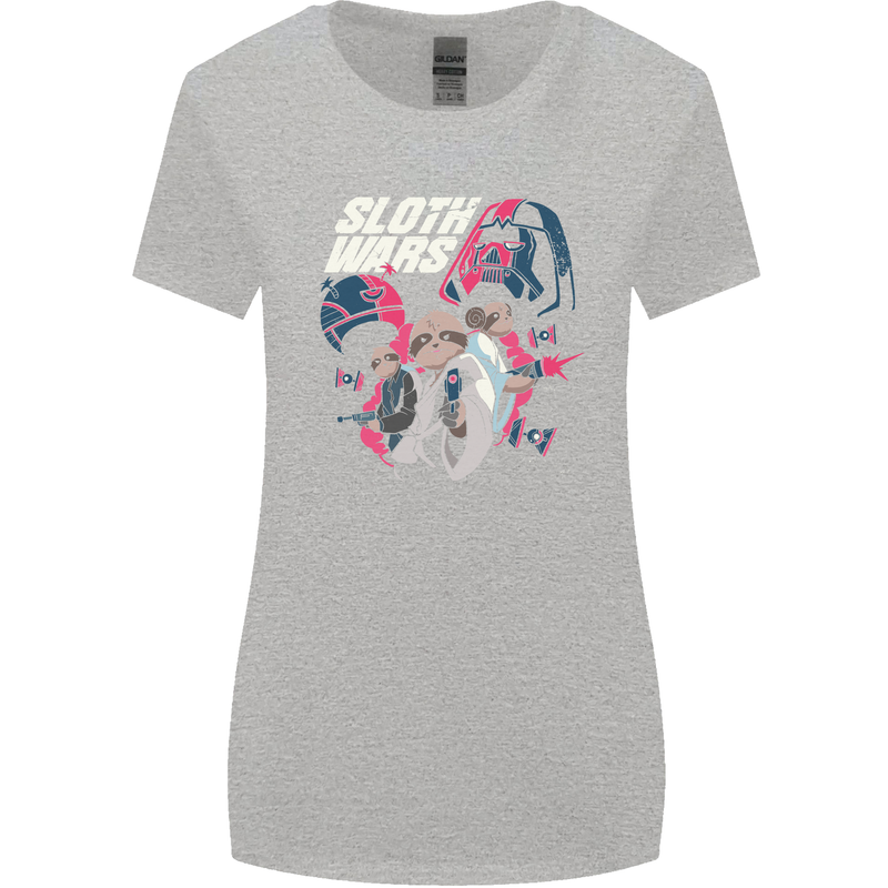 Sloth Wars Funny TV & Movie Parody Womens Wider Cut T-Shirt Sports Grey