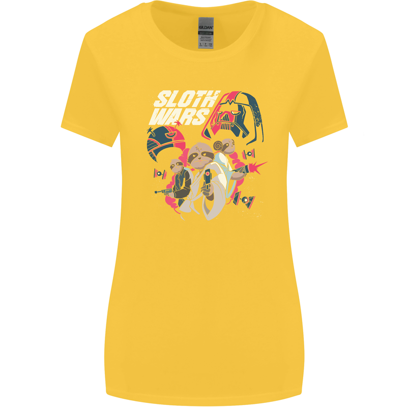 Sloth Wars Funny TV & Movie Parody Womens Wider Cut T-Shirt Yellow