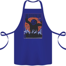 Slothzilla Funny Sloth Parody Cotton Apron 100% Organic Royal Blue