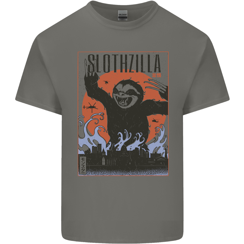 Slothzilla Funny Sloth Parody Mens Cotton T-Shirt Tee Top Charcoal