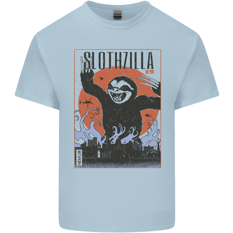 Slothzilla Funny Sloth Parody Mens Cotton T-Shirt Tee Top Light Blue
