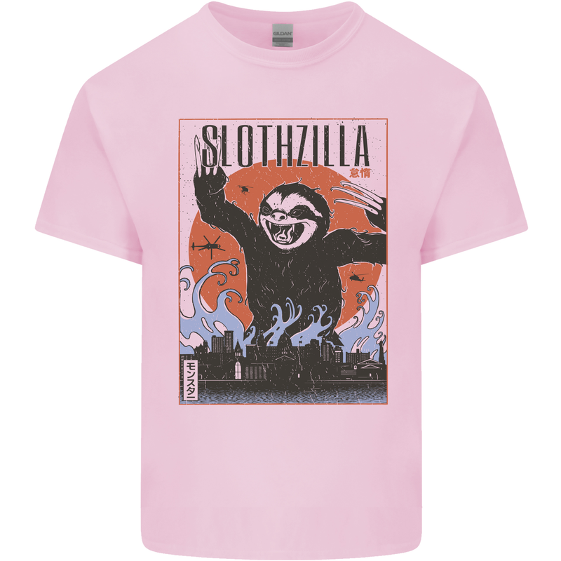Slothzilla Funny Sloth Parody Mens Cotton T-Shirt Tee Top Light Pink