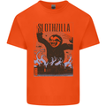 Slothzilla Funny Sloth Parody Mens Cotton T-Shirt Tee Top Orange