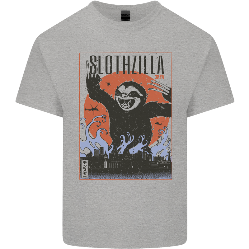 Slothzilla Funny Sloth Parody Mens Cotton T-Shirt Tee Top Sports Grey