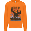 Slothzilla Funny Sloth Parody Mens Sweatshirt Jumper Orange