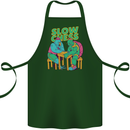 Slow Chess Funny Tortoise & Cock Cotton Apron 100% Organic Forest Green