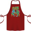 Slow Chess Funny Tortoise & Cock Cotton Apron 100% Organic Maroon