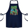 Slow Chess Funny Tortoise & Cock Cotton Apron 100% Organic Navy Blue