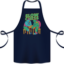 Slow Chess Funny Tortoise & Cock Cotton Apron 100% Organic Navy Blue