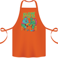 Slow Chess Funny Tortoise & Cock Cotton Apron 100% Organic Orange