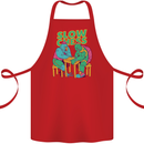 Slow Chess Funny Tortoise & Cock Cotton Apron 100% Organic Red