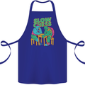 Slow Chess Funny Tortoise & Cock Cotton Apron 100% Organic Royal Blue