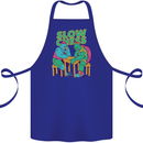 Slow Chess Funny Tortoise & Cock Cotton Apron 100% Organic Royal Blue