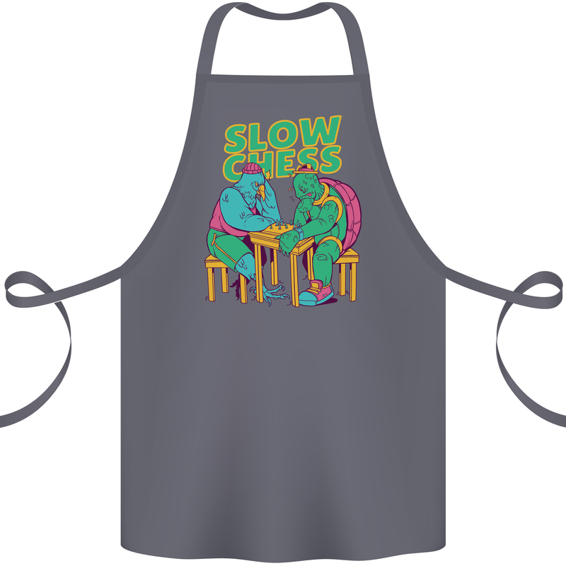 Slow Chess Funny Tortoise & Cock Cotton Apron 100% Organic Steel