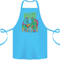 Slow Chess Funny Tortoise & Cock Cotton Apron 100% Organic Turquoise