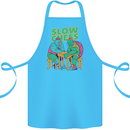 Slow Chess Funny Tortoise & Cock Cotton Apron 100% Organic Turquoise