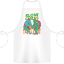 Slow Chess Funny Tortoise & Cock Cotton Apron 100% Organic White