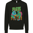 Slow Chess Funny Tortoise & Cock Kids Sweatshirt Jumper Black