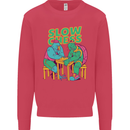 Slow Chess Funny Tortoise & Cock Kids Sweatshirt Jumper Heliconia