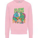 Slow Chess Funny Tortoise & Cock Kids Sweatshirt Jumper Light Pink