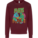 Slow Chess Funny Tortoise & Cock Kids Sweatshirt Jumper Maroon