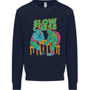 Slow Chess Funny Tortoise & Cock Kids Sweatshirt Jumper Navy Blue