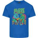 Slow Chess Funny Tortoise & Cock Kids T-Shirt Childrens Royal Blue