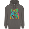 Slow Chess Funny Tortoise & Cock Mens 80% Cotton Hoodie Charcoal
