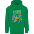 Slow Chess Funny Tortoise & Cock Mens 80% Cotton Hoodie Irish Green