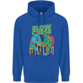 Slow Chess Funny Tortoise & Cock Mens 80% Cotton Hoodie Royal Blue