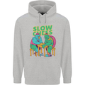 Slow Chess Funny Tortoise & Cock Mens 80% Cotton Hoodie Sports Grey