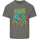 Slow Chess Funny Tortoise & Cock Mens Cotton T-Shirt Tee Top Charcoal