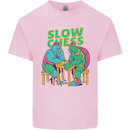 Slow Chess Funny Tortoise & Cock Mens Cotton T-Shirt Tee Top Light Pink