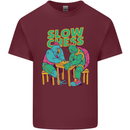 Slow Chess Funny Tortoise & Cock Mens Cotton T-Shirt Tee Top Maroon