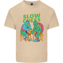 Slow Chess Funny Tortoise & Cock Mens Cotton T-Shirt Tee Top Sand