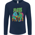 Slow Chess Funny Tortoise & Cock Mens Long Sleeve T-Shirt Navy Blue