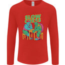 Slow Chess Funny Tortoise & Cock Mens Long Sleeve T-Shirt Red