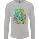 Slow Chess Funny Tortoise & Cock Mens Long Sleeve T-Shirt Sports Grey