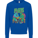 Slow Chess Funny Tortoise & Cock Mens Sweatshirt Jumper Royal Blue