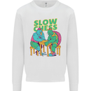 Slow Chess Funny Tortoise & Cock Mens Sweatshirt Jumper White